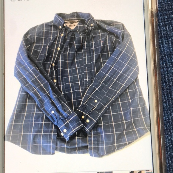 Men’s Tommy Hilfiger blue plaid button up shirt - Picture 1 of 4